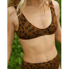 Leopard Textured Plunge Bikini Top