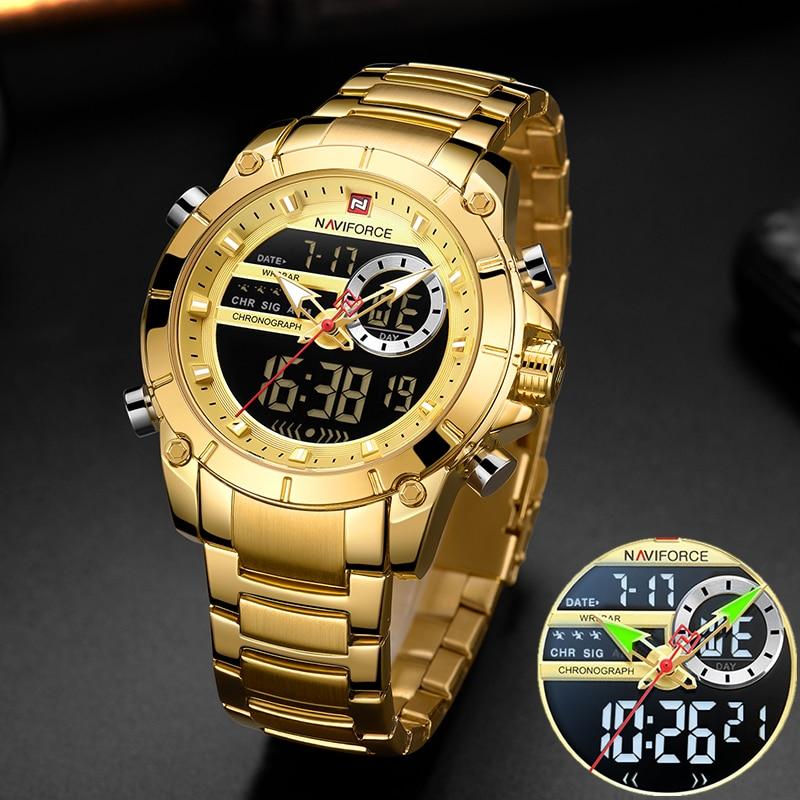 Men Wrist Watch Gold Steel ...