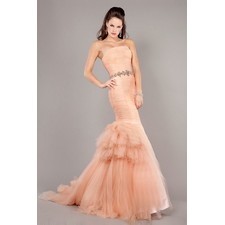 Luxurious Strapless Trumpet Cheap Mermaid Long Prom Dresses 2015