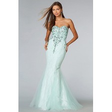Glamorous And Elegant Mermaid Long Prom Dresses Blue Tulle Trumpet