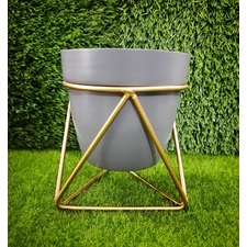 Modern Planter with gold stand (Graphite Grey)