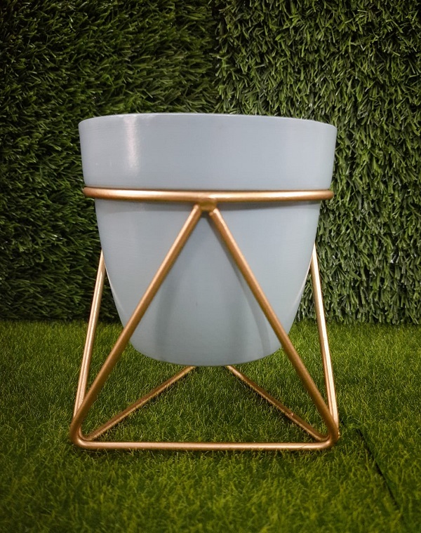 Modern Planter with gold stand (Pastel Blue)