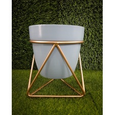 Modern Planter with gold stand (Pastel Blue)