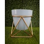 Modern Planter with gold stand (Pastel Blue)