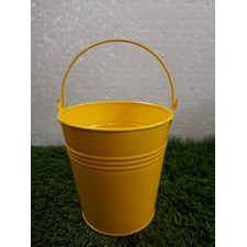 Galvanized Bucket Metal Planter (Yellow)