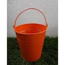Galvanized Bucket Metal Planter (Orange)