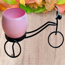 Round Metal Cycle Planter (Pink)