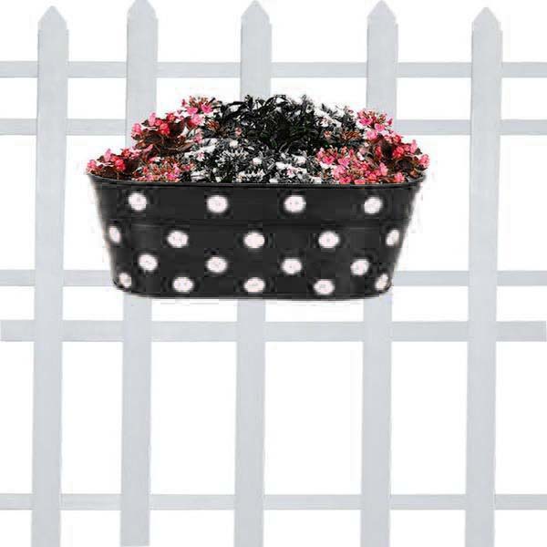 double hook dotted Oval railing planters (black)