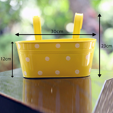 Double hook dotted Oval railing planters (Yellow)