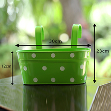 double hook floral Oval railing planters ( green)