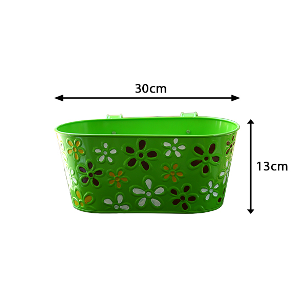 double hook floral Oval railing planters ( green)