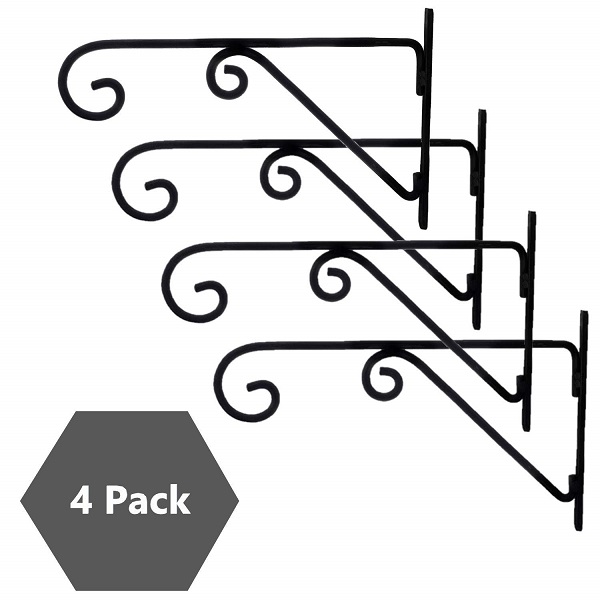 Wall Mounted Metal Bracket Hangers for Hanging Pots (Set of 4)