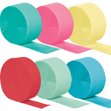 Crepe Paper Streamers available in 25 different color options.