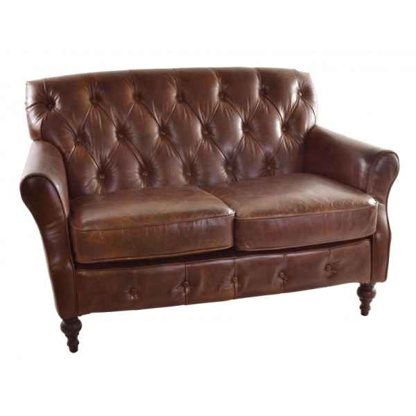 Ancient Mariner Furniture-Vintage Leather Button Back Sofa