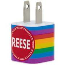 Monogram Rainbow Stripe Phone Charger - Classy Chargers