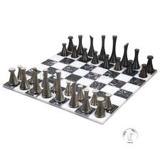 3.9" Modern Brass Metal Chess pieces with 15'' Marble chessboard combo set