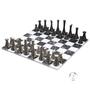3.9" Modern Brass Metal Chess pieces with 15'' Marble chessboard combo set