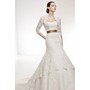 Vogue Strapless Natural Sequins Floor-Length Mermaid Lace Wedding Dresses With Long Sleeves