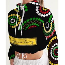 Guyanese Swag Ice Gold Green Women's Cropped Windbreaker