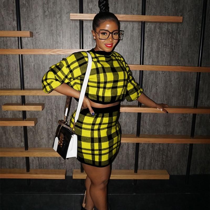 Plaid Knitted Sweater Dress...