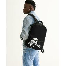 White-Black Kf Logo  Small Canvas Backpack