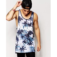 Image 1 of SikSilk X Café Mambo Longline Tank In Tropical Print