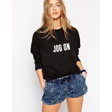 Image 1 of ASOS Sweatshirt with High Neck and Jog On Print