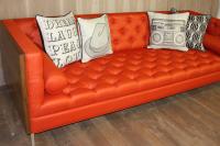Tangerine and Walnut Koening Sofa