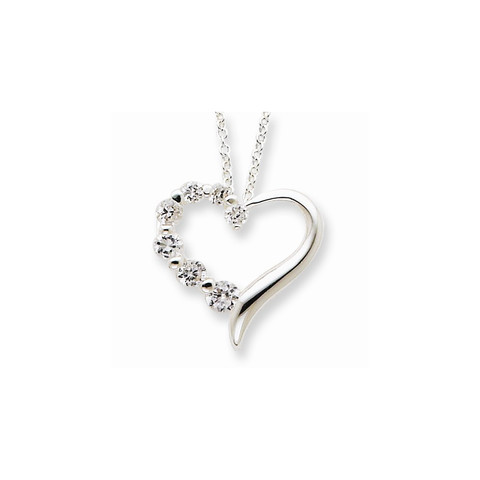 Sterling Silver CZ Heart Jo...