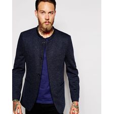 Image 1 of ASOS Slim Fit Blazer In Jersey With Mandarin Collar