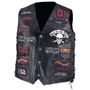 Diamond Plate Side Lace Mens Buffalo Leather Motorcycle Vest with 23 Biker Patches