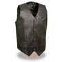 Event Solid Side Basic 4 Snap Black Leather Mens Motorcycle Vest