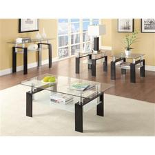 Contemporary Black Metal Glass Coffee Table from TheClassyHome.com