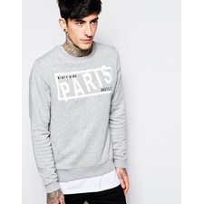Image 1 of ASOS Sweatshirt With Faux Leather Paris Print