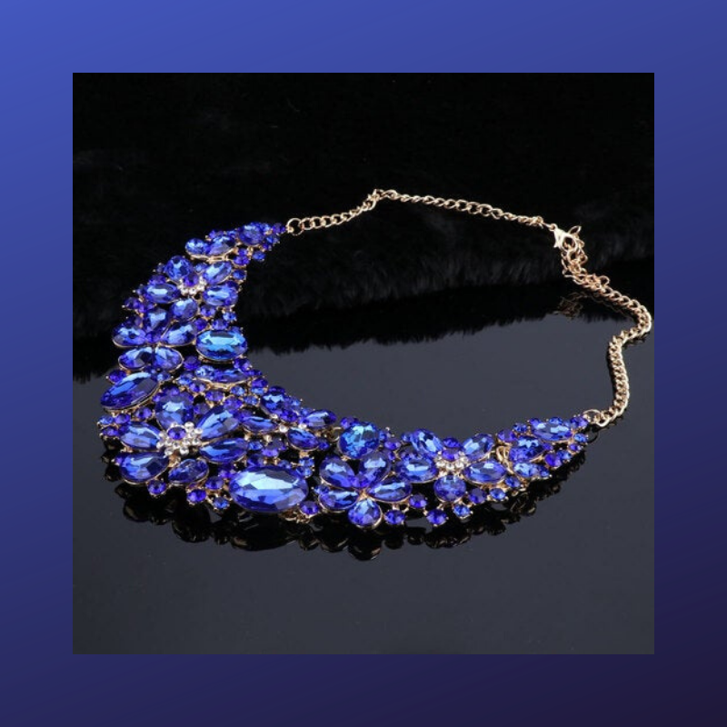 Crystal Jewellery Set Big Blue Flowers