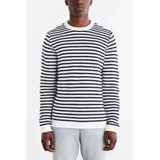 CPO Stripe Rolled Hem Crew Neck Sweater
