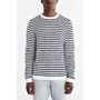 CPO Stripe Rolled Hem Crew Neck Sweater