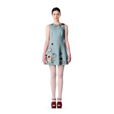 Red Valentino - Flower Detailed Wool Broadcloth Dress