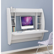 Prepac Floating Desk with Storage in White: Home & Kitchen
