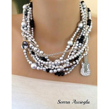 1940's inspired Rock and Roll weddings Bridal Silver Pearl Necklace