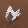 .925 Sterling Silver Z Shaped Rhinestone Ring