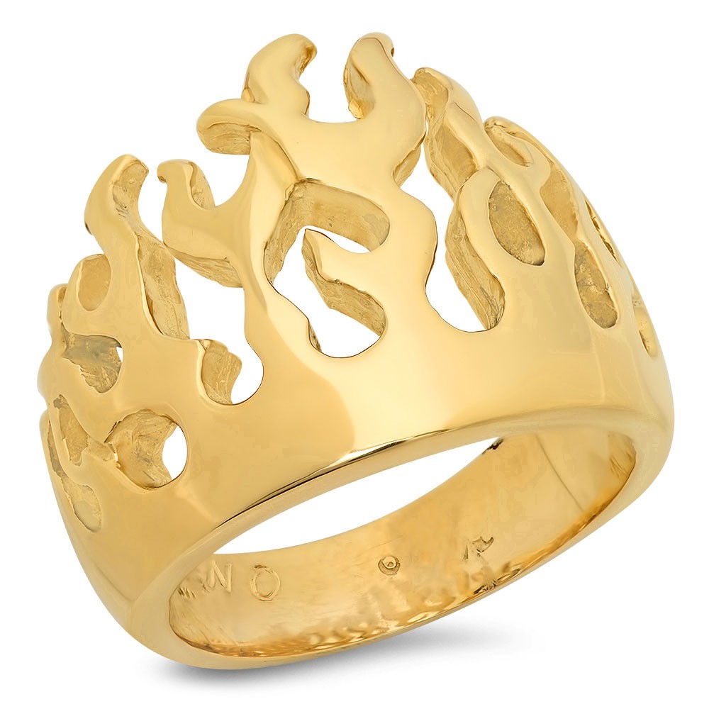 14K Gold Large Flame Gold R...