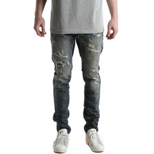 The Rossa Patchwork Distressed Denim in Dark Blue