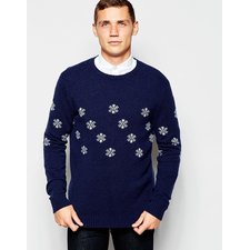 ASOS Lambswool Rich Holidays Sweater with Snowflakes