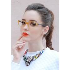 TRANSLUCENT TWO TONE ORANGE UPSWEPT OVAL FRAME