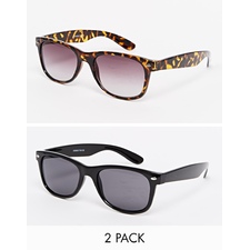  ASOS 2 Pack Square Sunglasses In Black And Tort SAVE 19%
