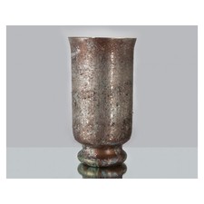 BROWN ANTIQUE CRACKLED GLASS HURRICANE 