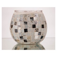 White and Black Mosaic Rolly Polly Votive 