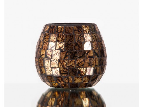 Brown Antique Mosaic Rolly Polly Votive 