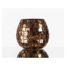 Brown Antique Mosaic Rolly Polly Votive 